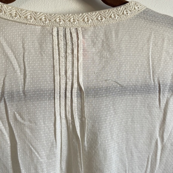 Neutral Boho Prairie Top Small Cream Top Lucky Brand Popover Classic Casual - Picture 9 of 13